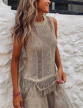 Load image into Gallery viewer, Thar Desert Sleeveless Tassel Knit Top