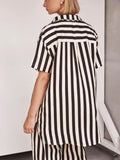 Laden Sie das Bild in den Galerie-Viewer, Resort Casual Striped Loose Shirt