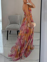 Load image into Gallery viewer, Elegant Painted Floral Print V-Neck A-Line Maxi Dress
