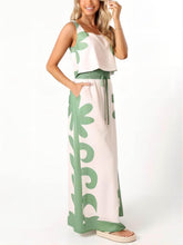 Carregar imagem no visualizador da galeria, Sleeveless Folk Floral Loose Wide-Leg Pants Two-Piece Set