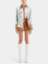 Load image into Gallery viewer, Contrast Color Tie-Dye Irregular Knotted Fashionable Shirt Short Dress