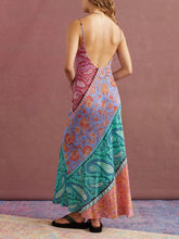 Carregar imagem no visualizador da galeria, Sexy U-Neck Backless Bosnian Print Suspender Maxi Dress