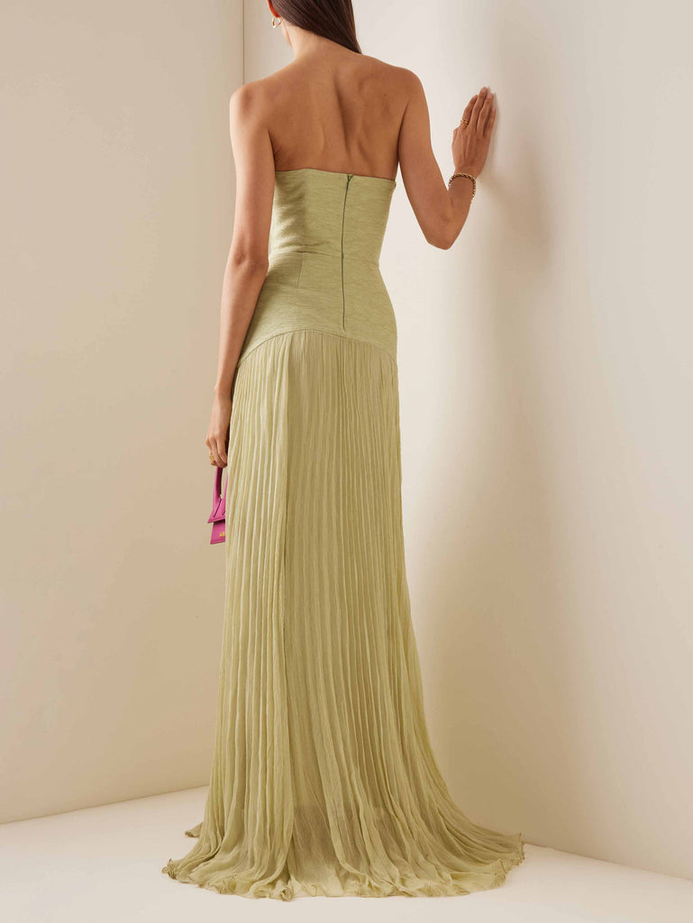 Elegant Wrap-Breasted Pleated Maxi Dress