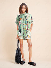 画像をギャラリービューアに読み込む, Unique Ethnic Print Loose Shirt And Shorts Two-Piece Set