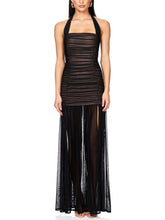 Load image into Gallery viewer, Elegant Halterneck Pleated Hip-Hugging Maxi Dress