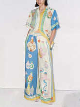 Load image into Gallery viewer, Exquisite Vintage Court Painted Print Wide Leg Pants