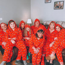 Load image into Gallery viewer, Red Christmas Bulb Hooded Home Matching Pajamas Set