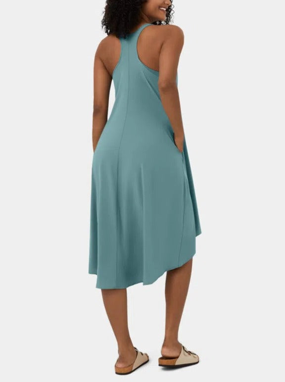 Backless High Low Flowy Midi Quick Dry Casual Dress