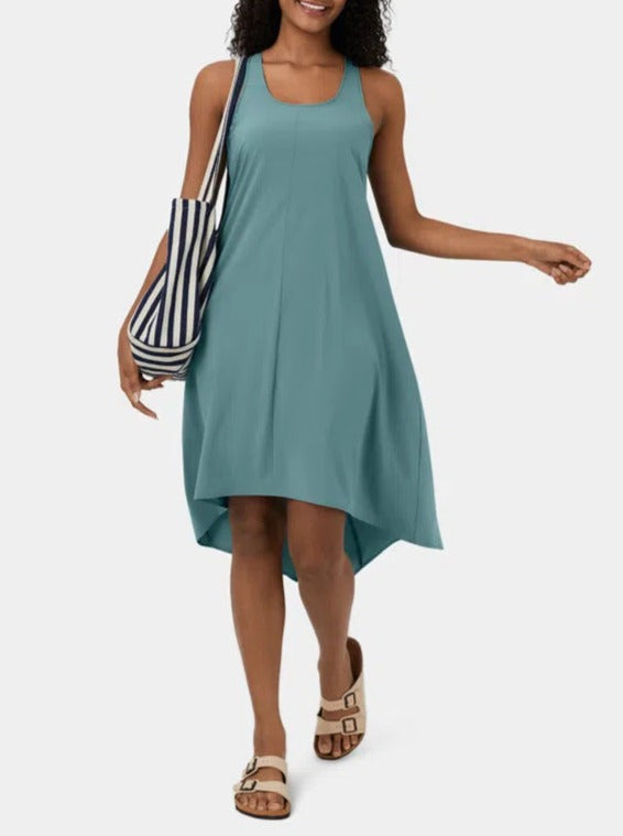 Backless High Low Flowy Midi Quick Dry Casual Dress