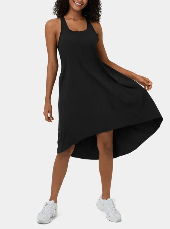 Backless High Low Flowy Midi Quick Dry Casual Dress