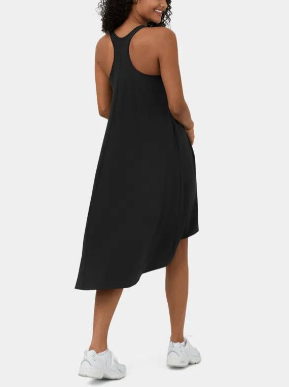 Backless High Low Flowy Midi Quick Dry Casual Dress