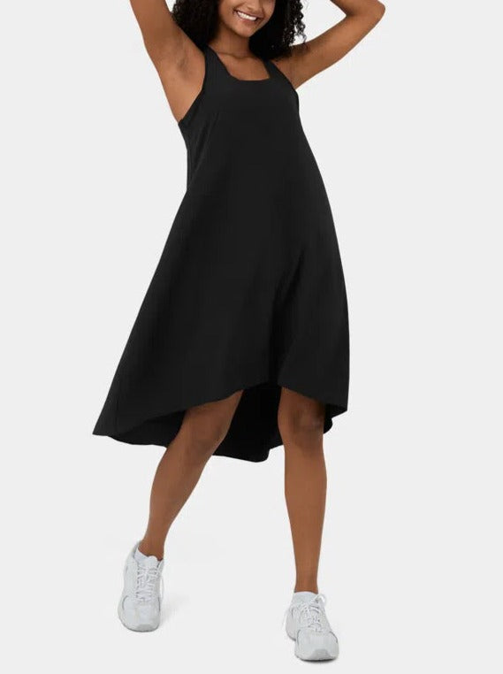 Backless High Low Flowy Midi Quick Dry Casual Dress