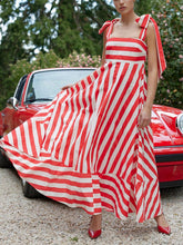 Load image into Gallery viewer, Hidden Striped Turtle High Waisted Maxi Dress-Poppy &amp; Antique Stripe