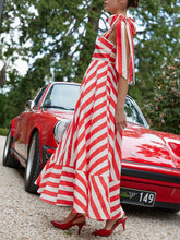 Load image into Gallery viewer, Hidden Striped Turtle High Waisted Maxi Dress-Poppy &amp; Antique Stripe