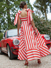 Load image into Gallery viewer, Hidden Striped Turtle High Waisted Maxi Dress-Poppy &amp; Antique Stripe