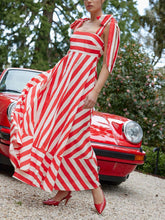 Load image into Gallery viewer, Hidden Striped Turtle High Waisted Maxi Dress-Poppy &amp; Antique Stripe