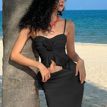 Load image into Gallery viewer, Pleated Midriff Halter Slim-Fit Slit Skirt Sets