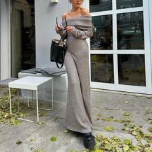 Load image into Gallery viewer, Off Shoulder Fit Knitted Maxi Dress