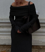 Load image into Gallery viewer, Off Shoulder Fit Knitted Maxi Dress