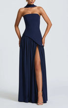 Load image into Gallery viewer, Strapless Slit Ribbon Maxi Dress