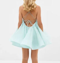 Load image into Gallery viewer, Suspender Backless Dress Puffy Mini Dress