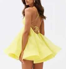 Load image into Gallery viewer, Suspender Backless Dress Puffy Mini Dress