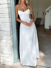 Load image into Gallery viewer, Elegant A-line solid color mid-length dress