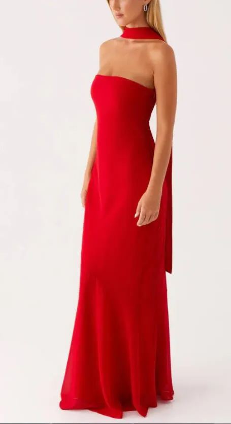 Digital print backless dress