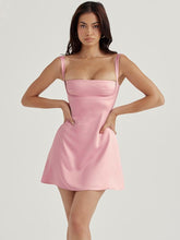 Load image into Gallery viewer, Wrap Around Satin Mini Dress