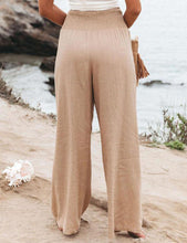 Load image into Gallery viewer, Smocked Waist Side-seam Wide Leg Linen Pants