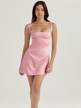 Load image into Gallery viewer, Wrap Around Satin Mini Dress