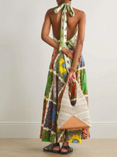 Load image into Gallery viewer, Paisley Satin Floral Maxi Dress