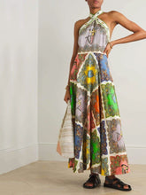 Load image into Gallery viewer, Paisley Satin Floral Maxi Dress