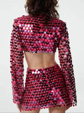 Load image into Gallery viewer, Elegant Sequin Cutout Long Sleeve Mini Dress