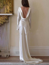 Load image into Gallery viewer, Elegant And Exquisite Satin Backless Round Neck Maxi Dress