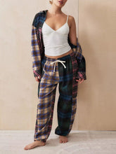 Load image into Gallery viewer, Unique Plaid Trousers Loose Stitching Pajama Set