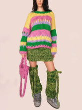 Load image into Gallery viewer, Unique Colorful Striped Loose Crewneck Sweater