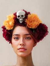 Load image into Gallery viewer, Halloween Skull Flower Headband