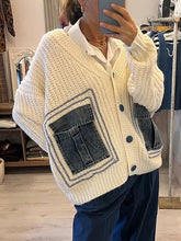 Laden Sie das Bild in den Galerie-Viewer, Unique Denim Patchwork Cardigan Sweater Jacket