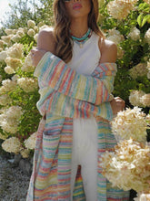 Load image into Gallery viewer, Exquisite Colorful Stripes With Patchwork Pockets Long Cardigan