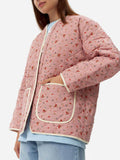 Unique Quilted Pink Flower Pocket Jacket