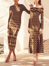 Load image into Gallery viewer, Exquisite Geometric Pattern Geometric Jacquard Flared Sleeve Knit set