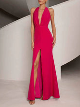 Charger l&#39;image dans la galerie, Elegant V-neck Slit Fishtail Maxi Dress