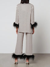 Load image into Gallery viewer, Unique Geometric Pattern Print Feather Trim Loose Pocket Pants