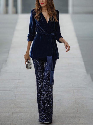 Elegant Fringe Casual Lapel Tie Jacket