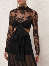 Load image into Gallery viewer, Elegant Lace Hollow A-line Maxi Dress