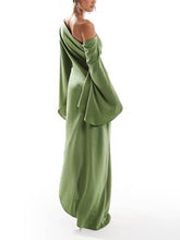 Load image into Gallery viewer, Asymmetrical One Shoulder Bell Sleeve Slit Maxi Dress