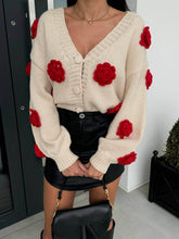 Load image into Gallery viewer, Unique Crochet Three-Dimensional Flower Cardigan Sweater Jacket