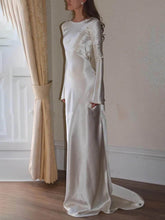 Load image into Gallery viewer, Elegant And Exquisite Satin Backless Round Neck Maxi Dress