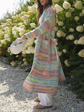 Load image into Gallery viewer, Exquisite Colorful Stripes With Patchwork Pockets Long Cardigan